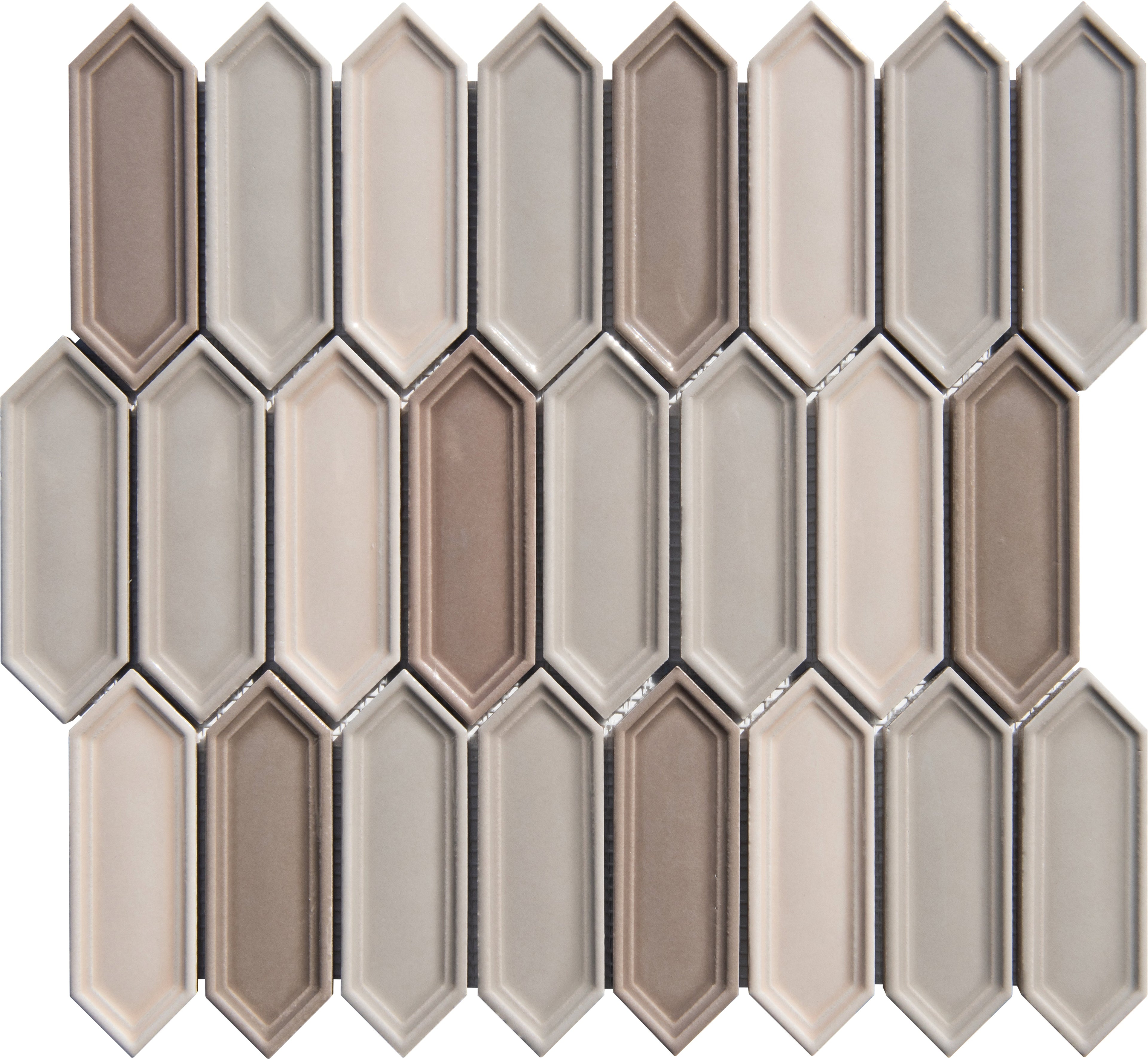 Ivy Lace Blend Picket Porcelain Mosaic Tile - Onlinetileshop.com