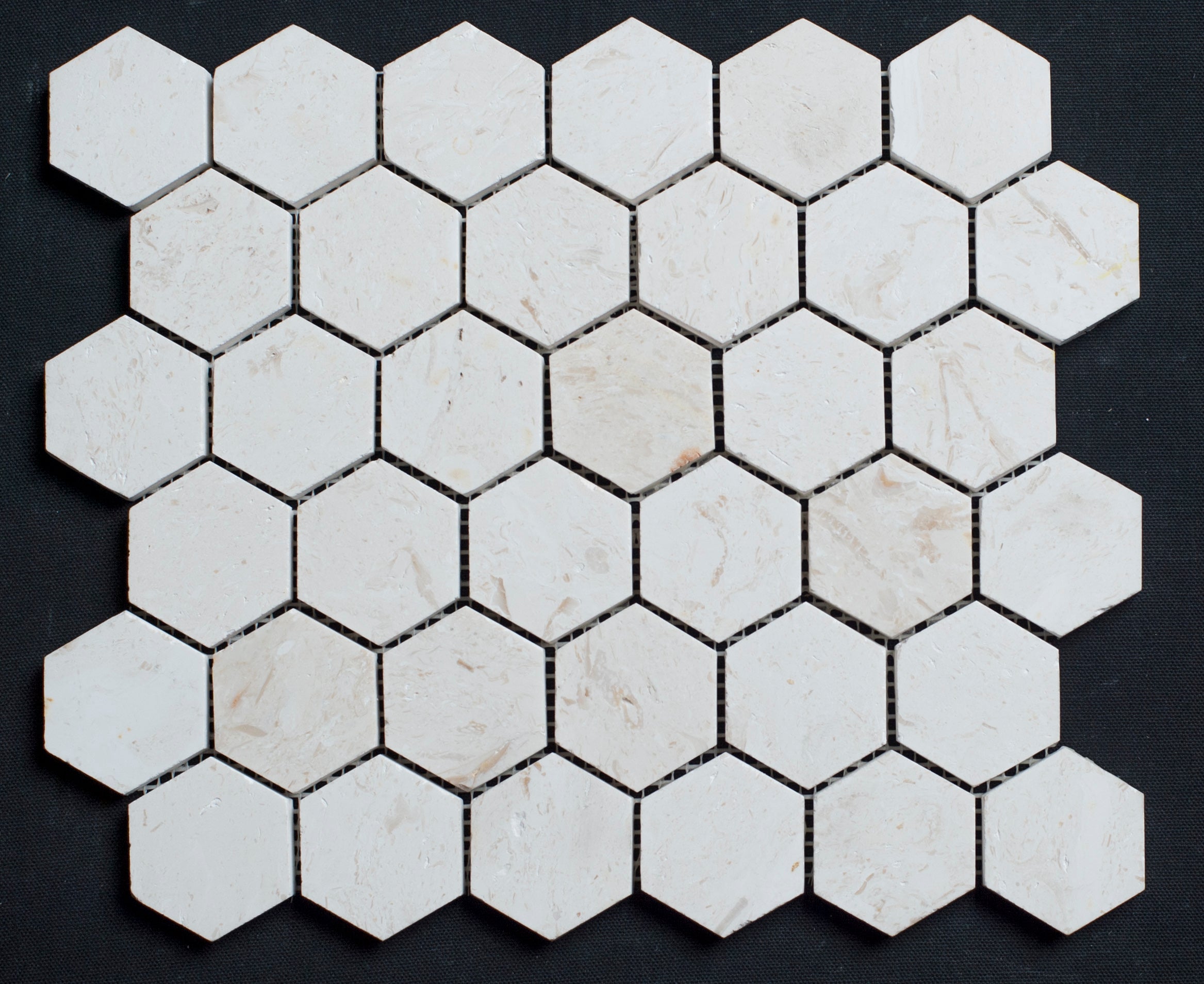 Limra Limestone Hexagon 2x2 Polished Mosaic Tile