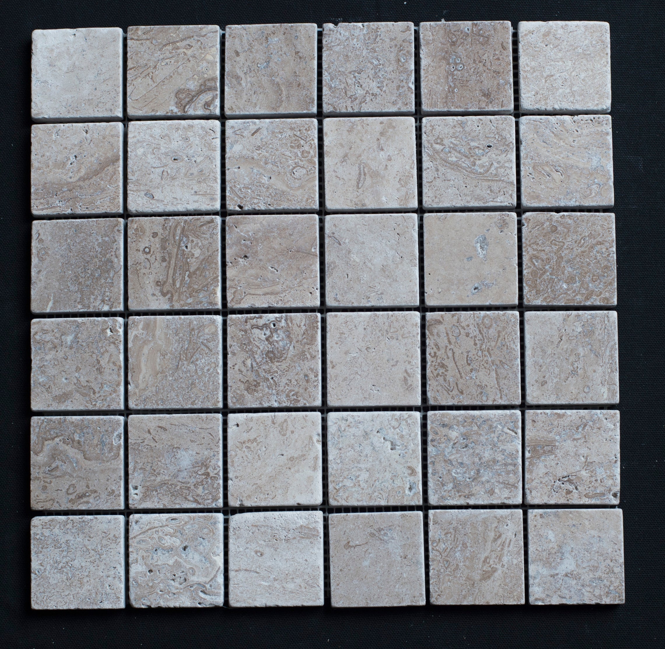 Noce Travertine 2x2 Tumbled Mosaic Tile