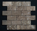 Lunarstone Noce Travertine 2x4 Honed and Filled Mosaic Tile