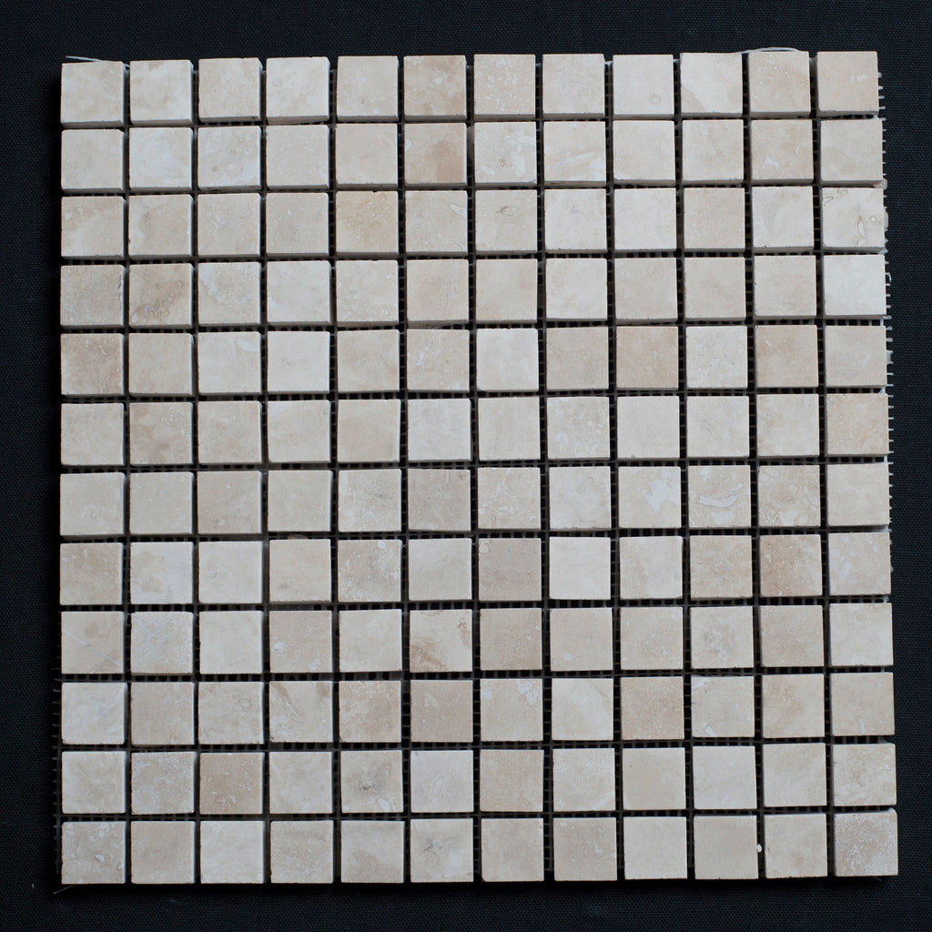 Ivory Travertine 1x1 Honed and Filled Mosaic Tile