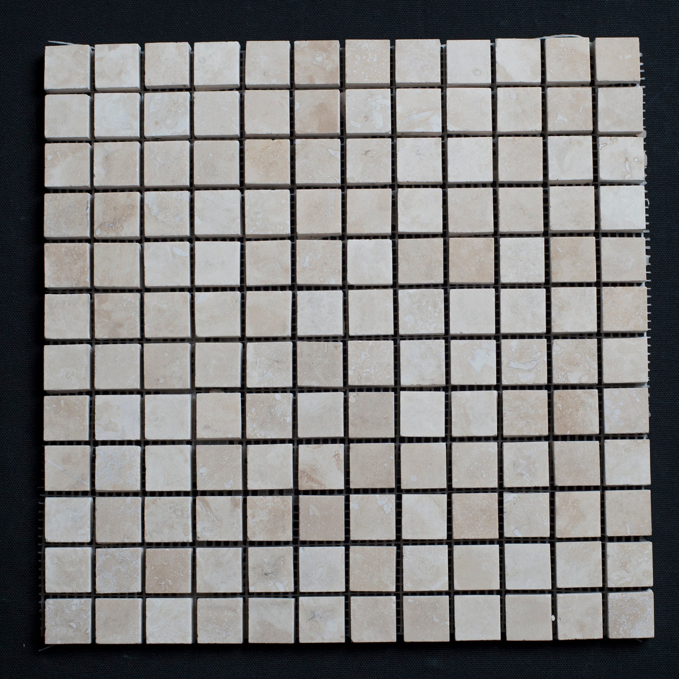 Ivory Travertine 1x1 Honed and Filled Mosaic Tile