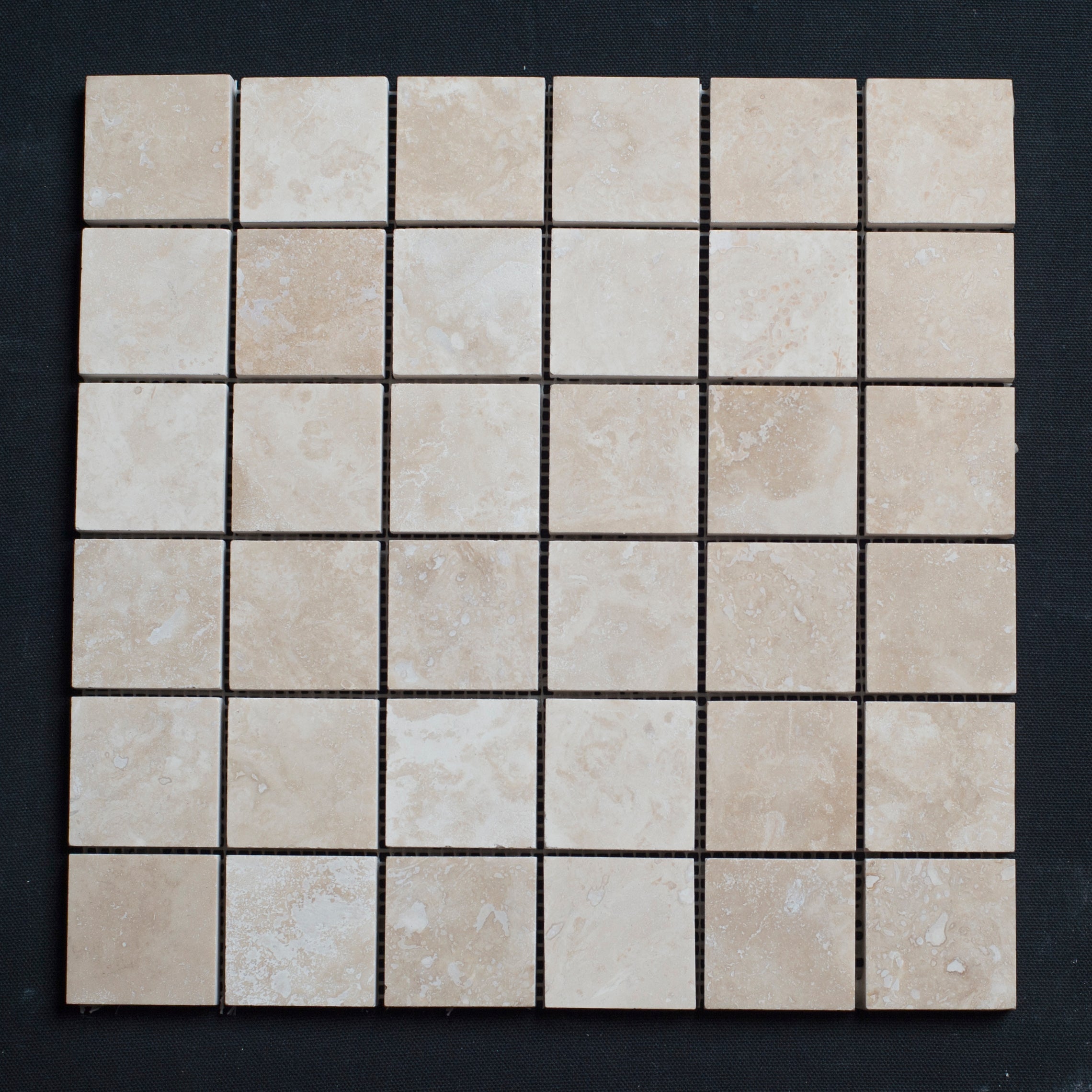 Ivory Travertine 2x2 Honed and Filled Mosaic Tile