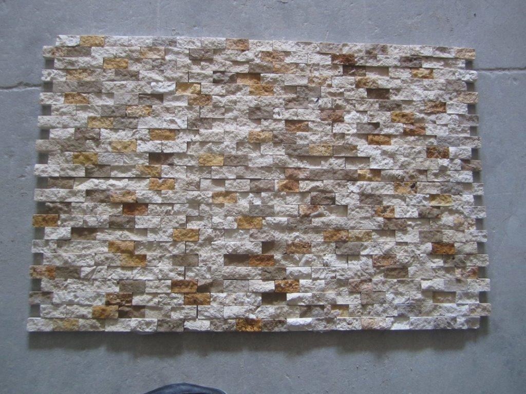 Mixed Travertine 1x2 Split Face Mosaic Tile