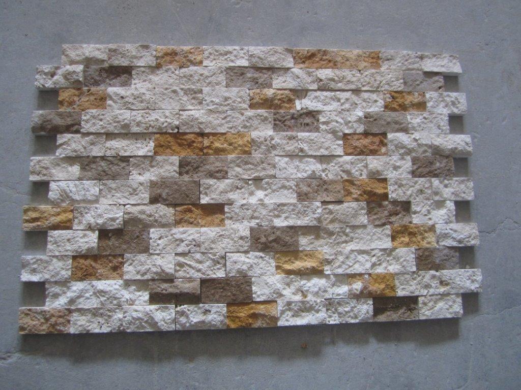 Mixed Travertine 1x2 Split Face Mosaic Tile