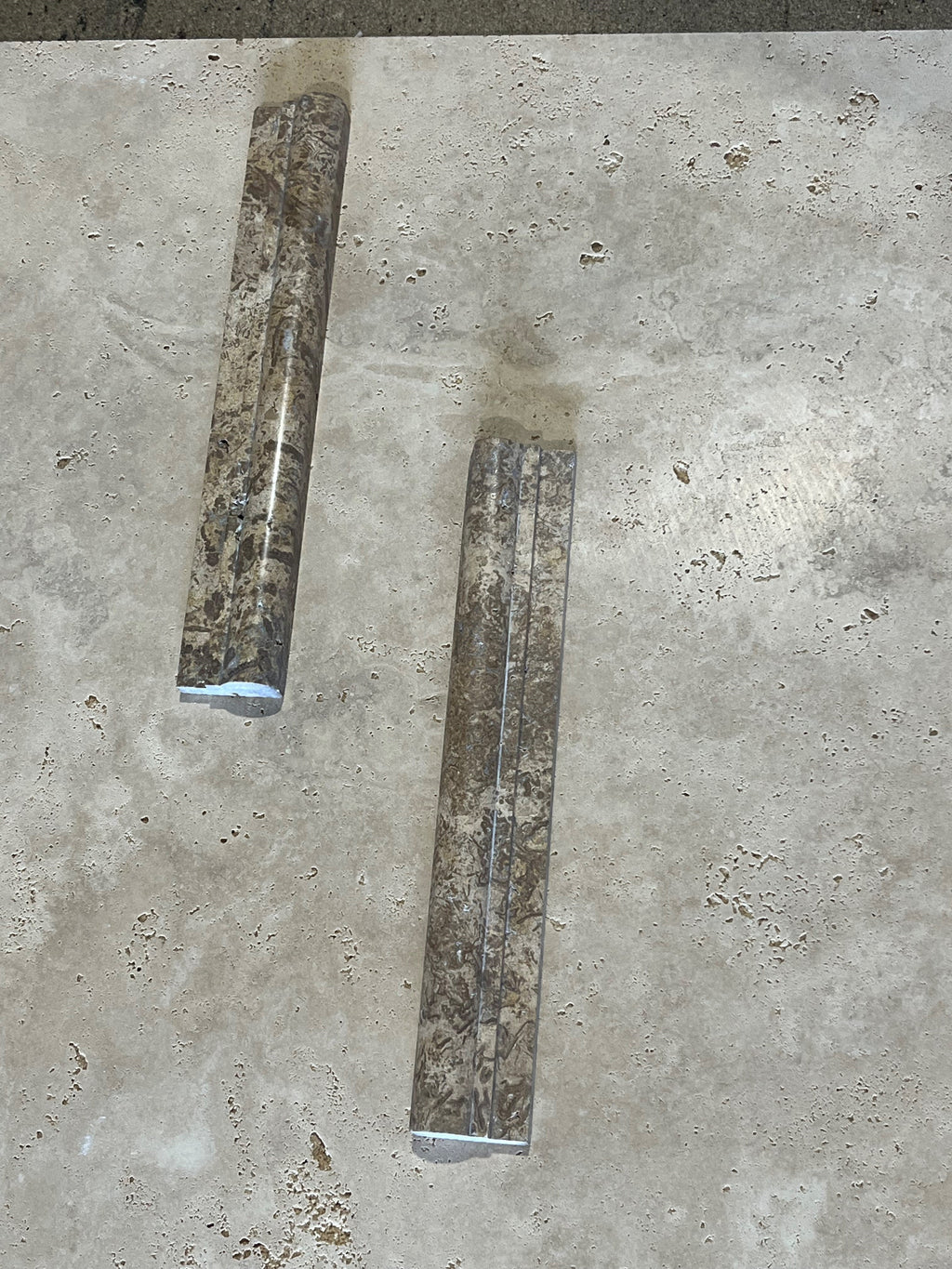 Moka Travertine Ogee Edge 2x12 Polished Mosaic Tile