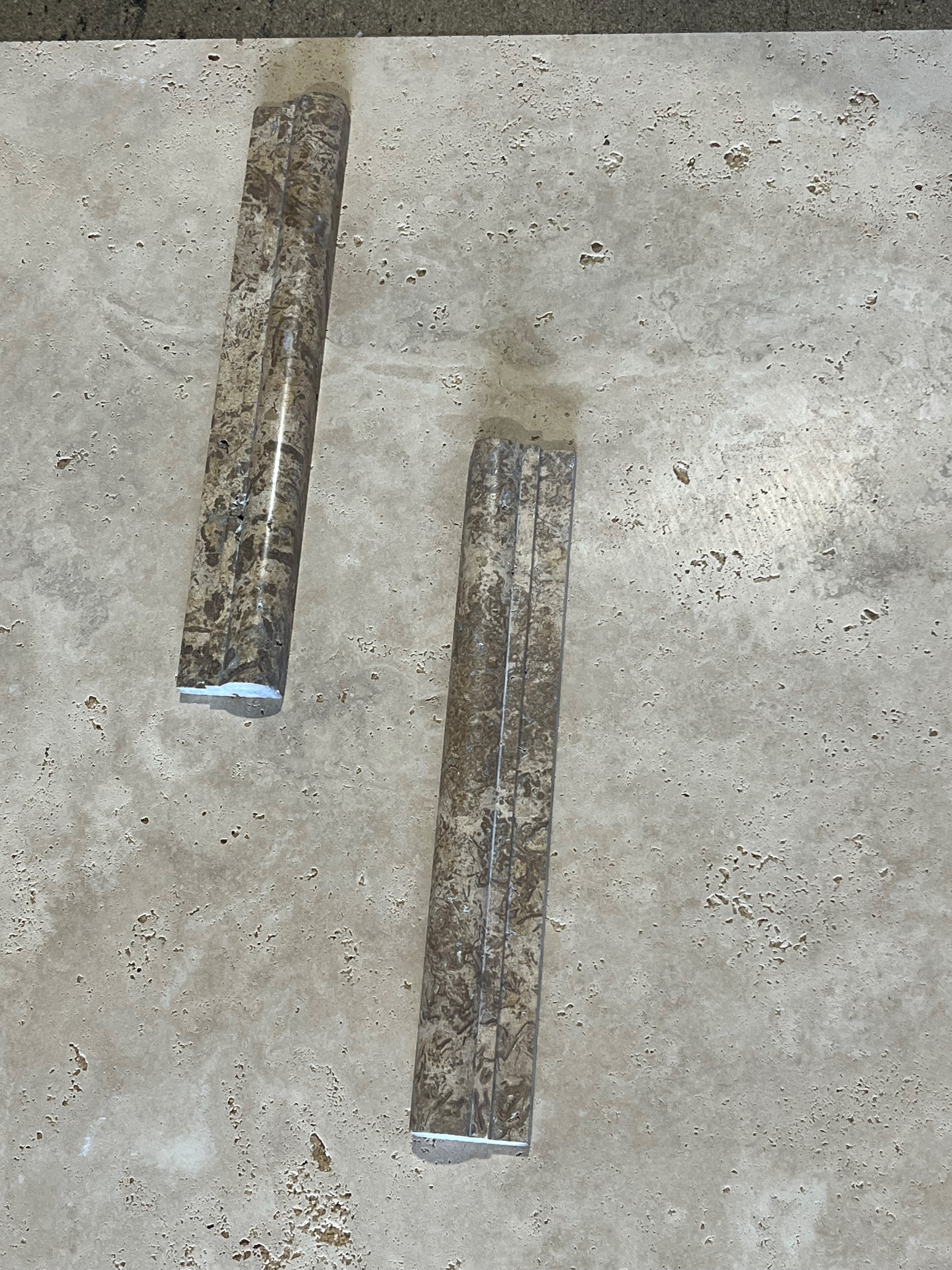 Moka Travertine Ogee Edge 2x12 Polished Mosaic Tile