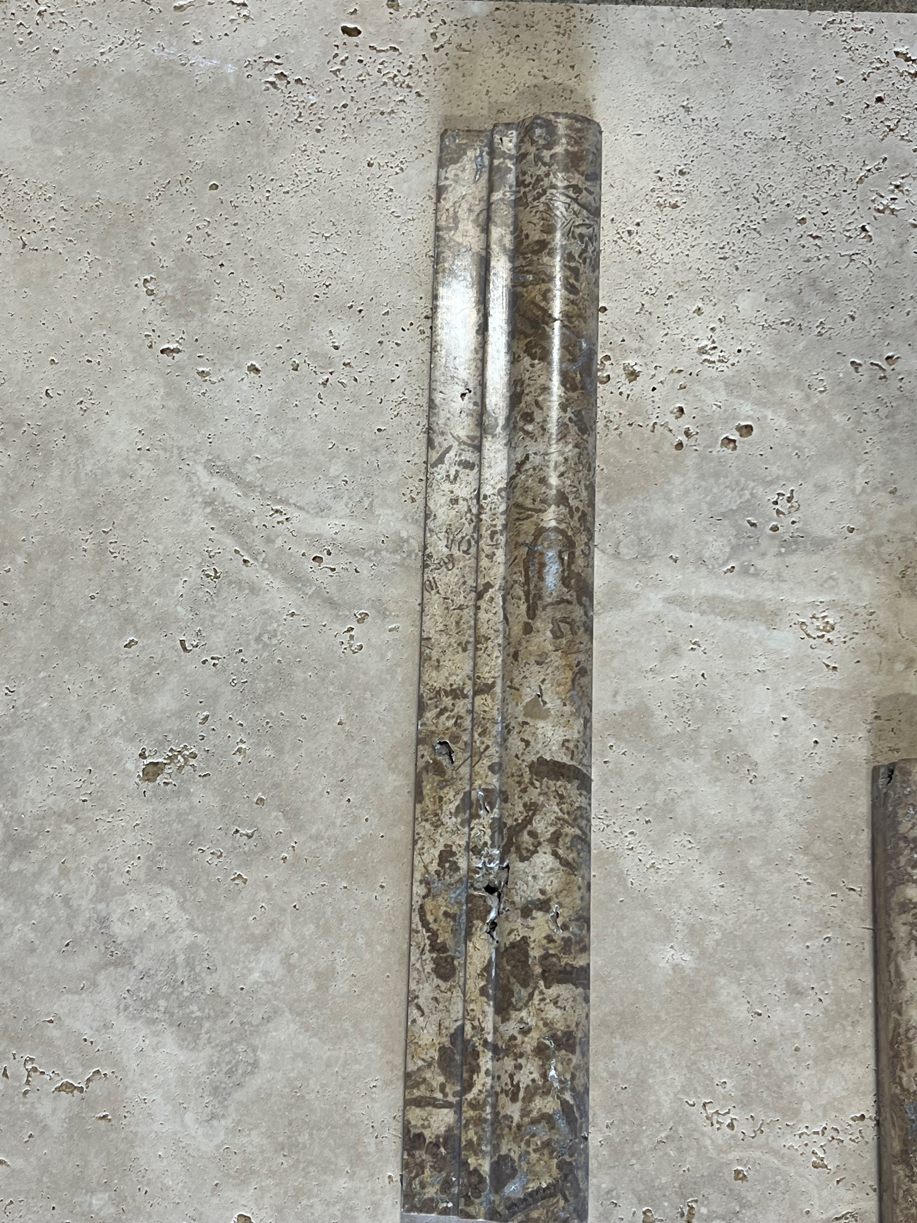 Moka Travertine Ogee Edge 2x12 Polished Mosaic Tile