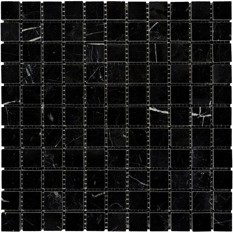 Nero Marquina Marble 1x1 Polished Mosaic Tile.