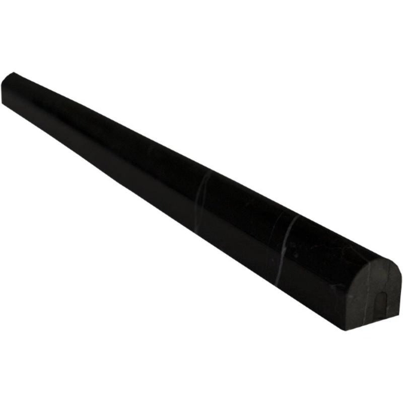 Nero Marquina Marble 3/4 x12 Pencil Liner Polished.