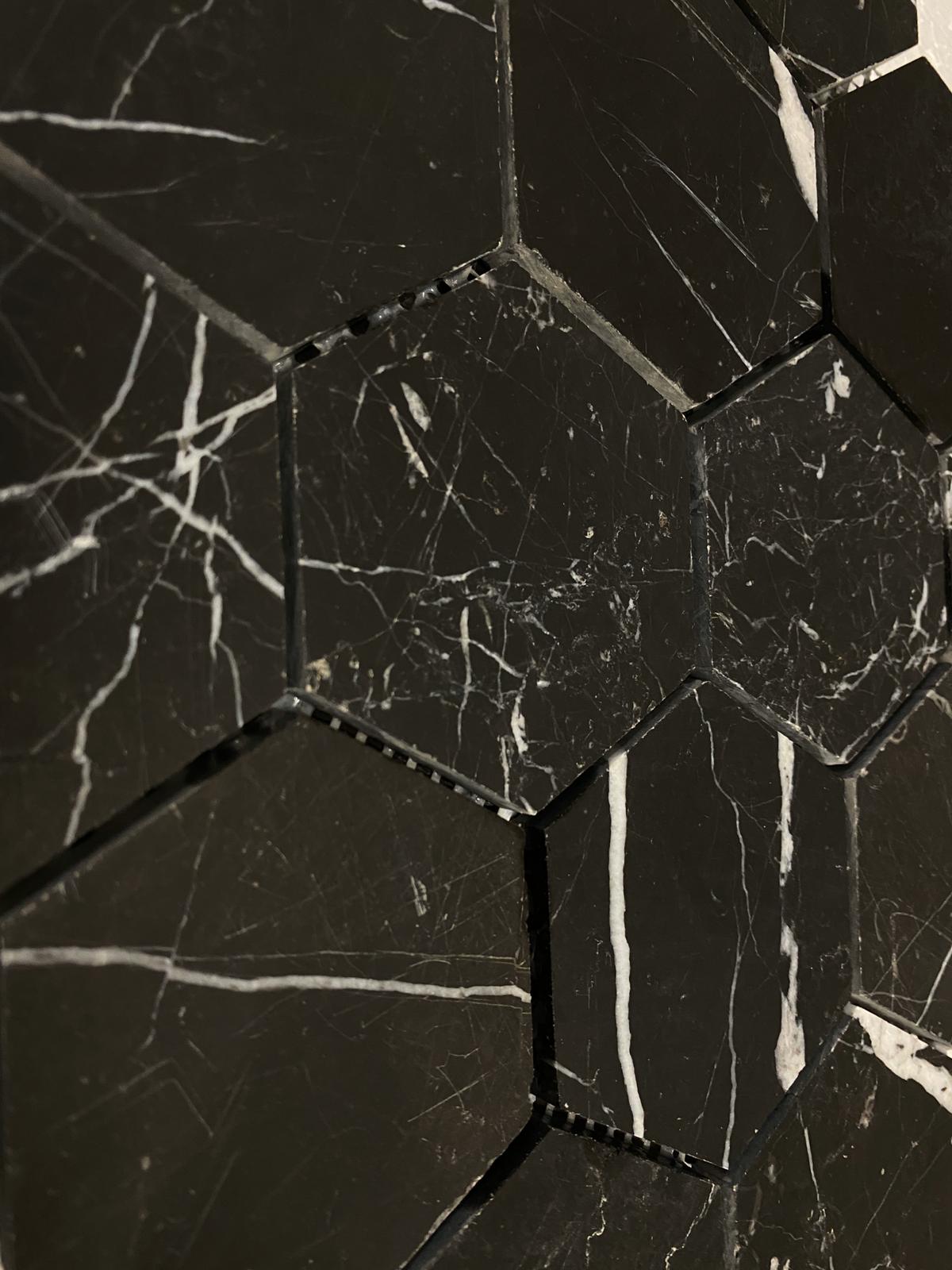 Nero Marquina Marble 3x3 Hexagon Honed Mosaic Tile