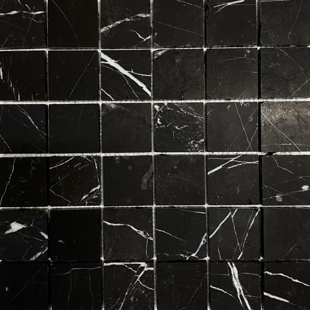 Nero Marquina Marble 2x2 Honed Mosaic Tile