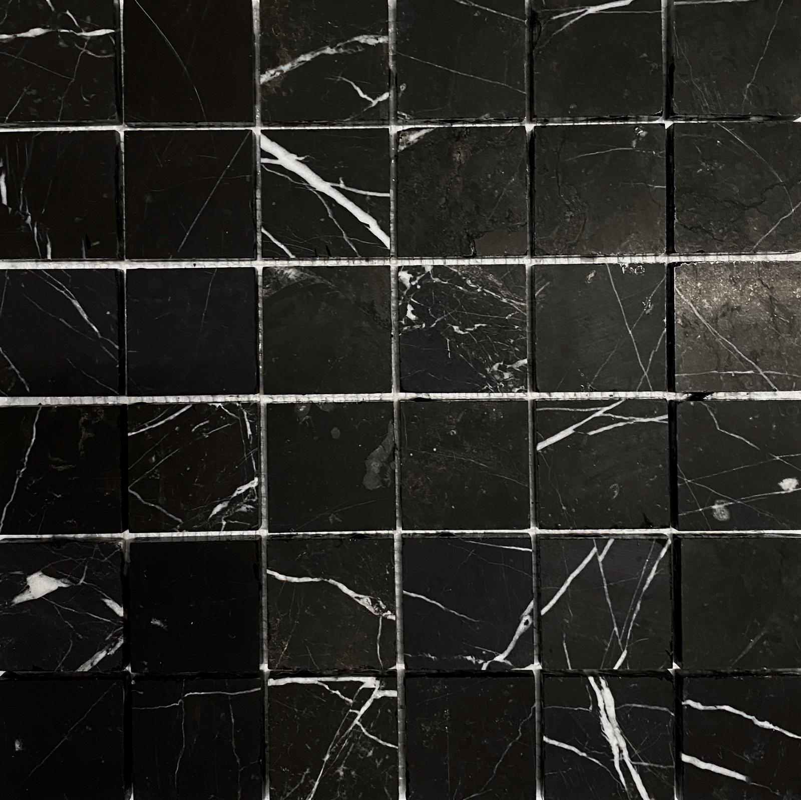 Nero Marquina Marble 2x2 Honed Mosaic Tile