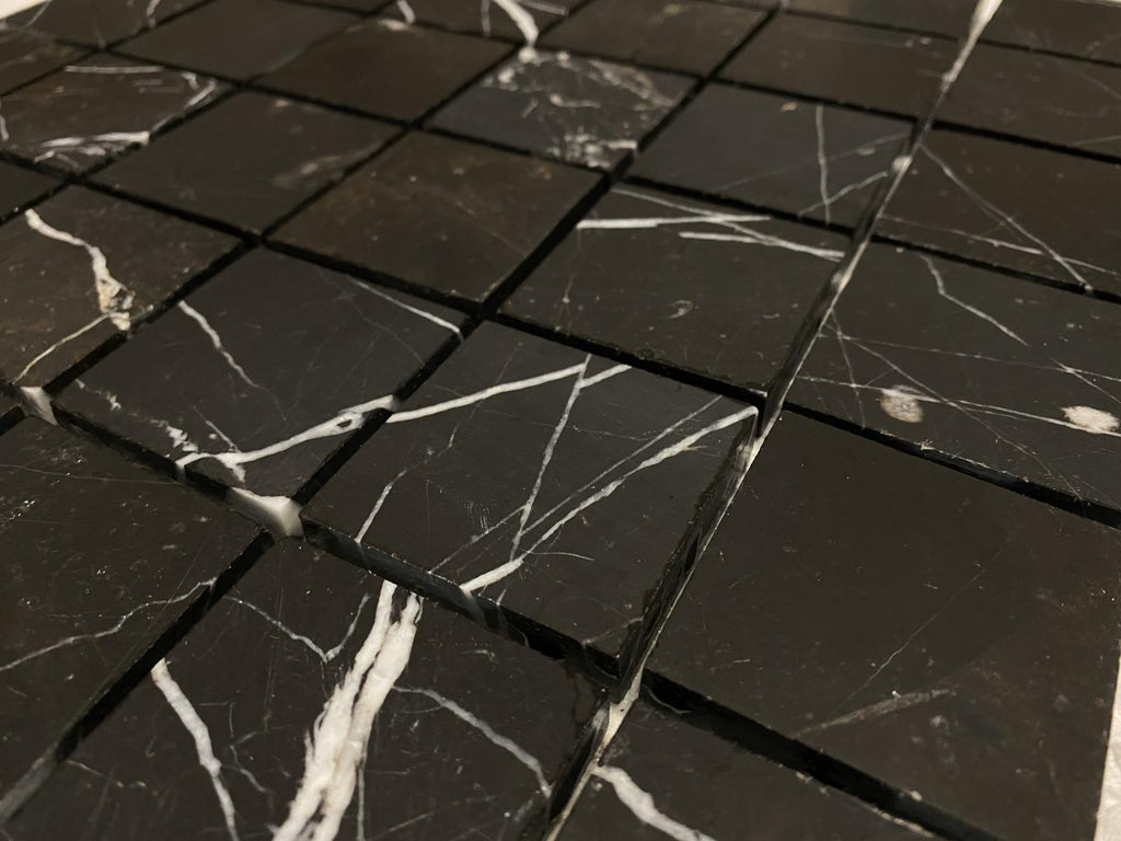 Nero Marquina Marble 2x2 Honed Mosaic Tile