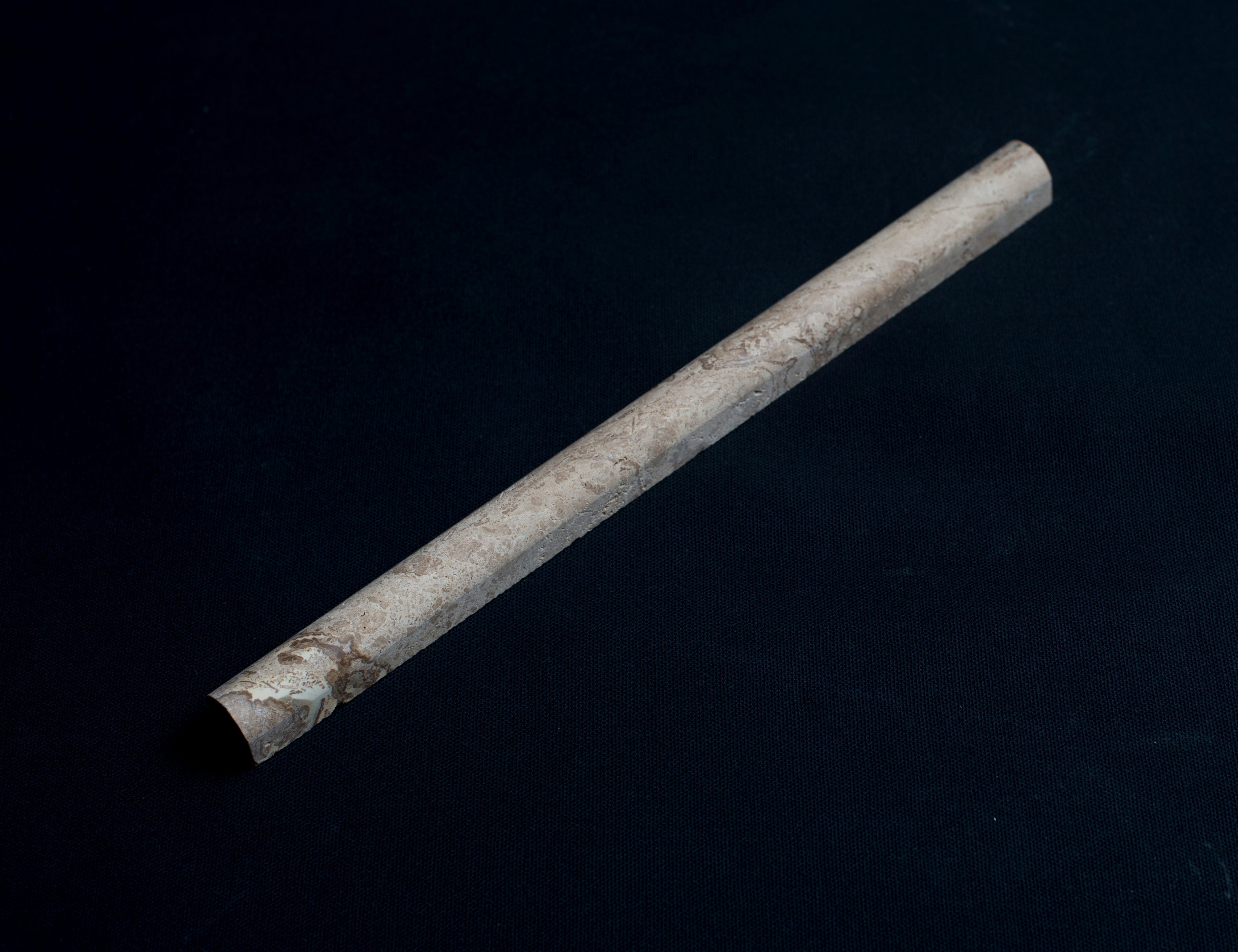 Lunarstone Noce Travertine Pencil Liner 3/4x12 Honed and Unfilled Mosaic Tile
