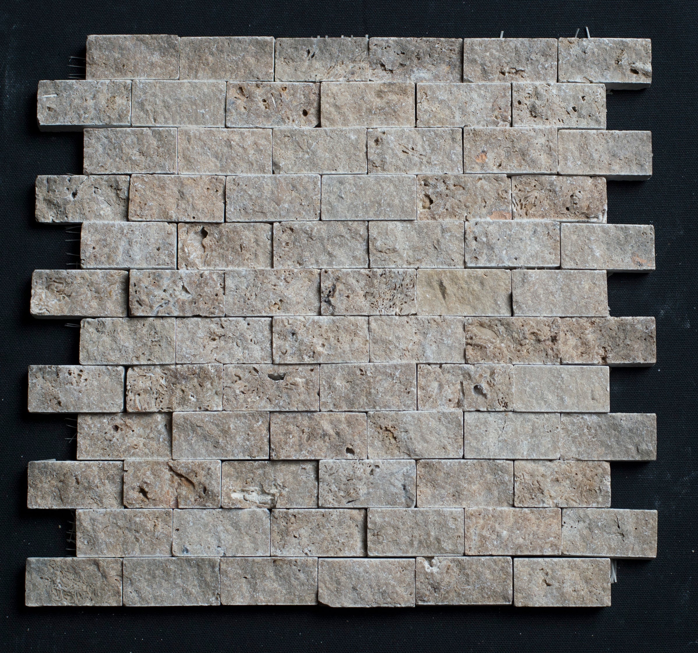 Noce Travertine 1x2 Split Face Mosaic Tile