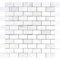 Asian Statuary (Oriental White) Marble 2x4 Polished Mosaic Tile.