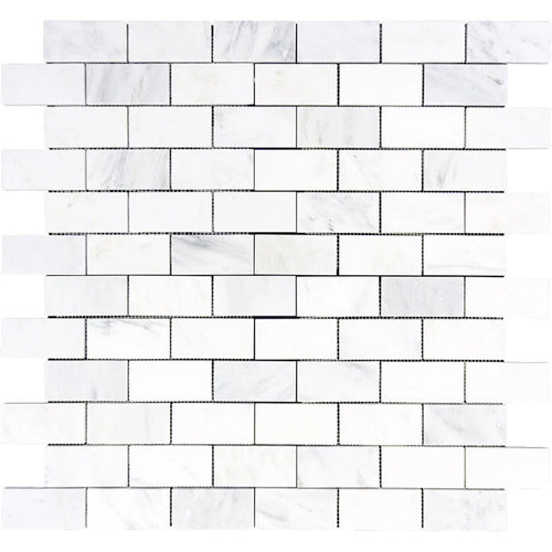 Asian Statuary (Oriental White) Marble 2x4 Polished Mosaic Tile.