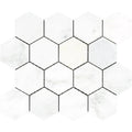 Asian Statuary (Oriental White) Marble 3x3 Hexagon Honed Mosaic Tile.
