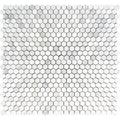 Asian Statuary (Oriental White) Marble 1x1 Hexagon Polished Mosaic Tile.