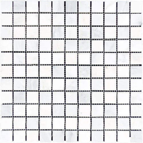 Asian Statuary (Oriental White) Marble 1x1 Polished Mosaic Tile.