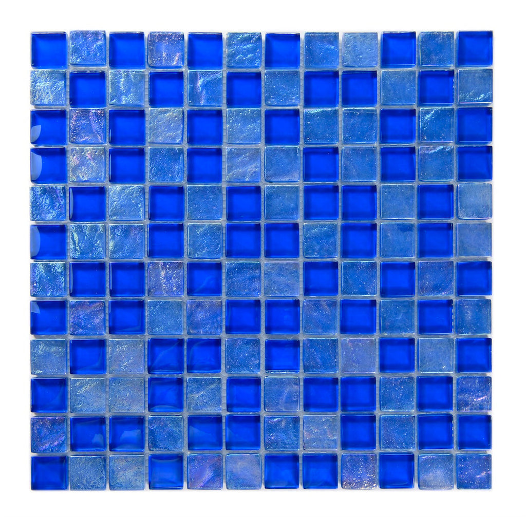 Crystal Aqua Osaka Deep Blue 1x1 Glass Mosaic Tile