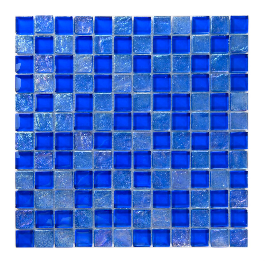 Crystal Aqua Osaka Deep Blue 1x1 Glass Mosaic Tile