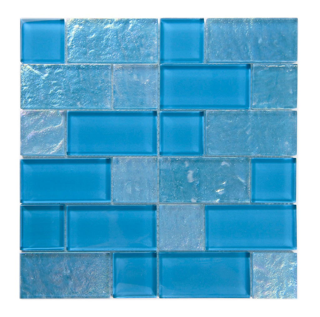 Crystal Aqua Osaka Sky Blue Multangular Glass Mosaic Tile