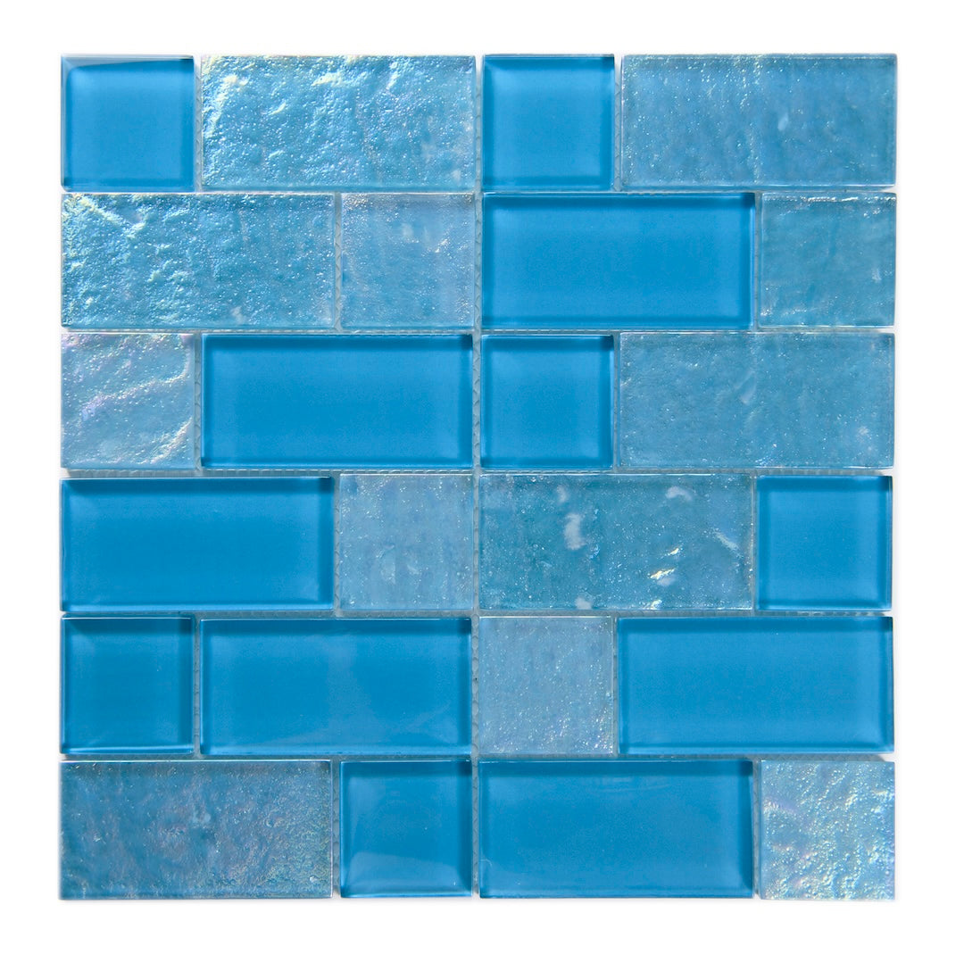 Crystal Aqua Osaka Sky Blue Multangular Glass Mosaic Tile