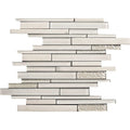 Mosaic tile pattern with horizontal and vertical strips on a white background