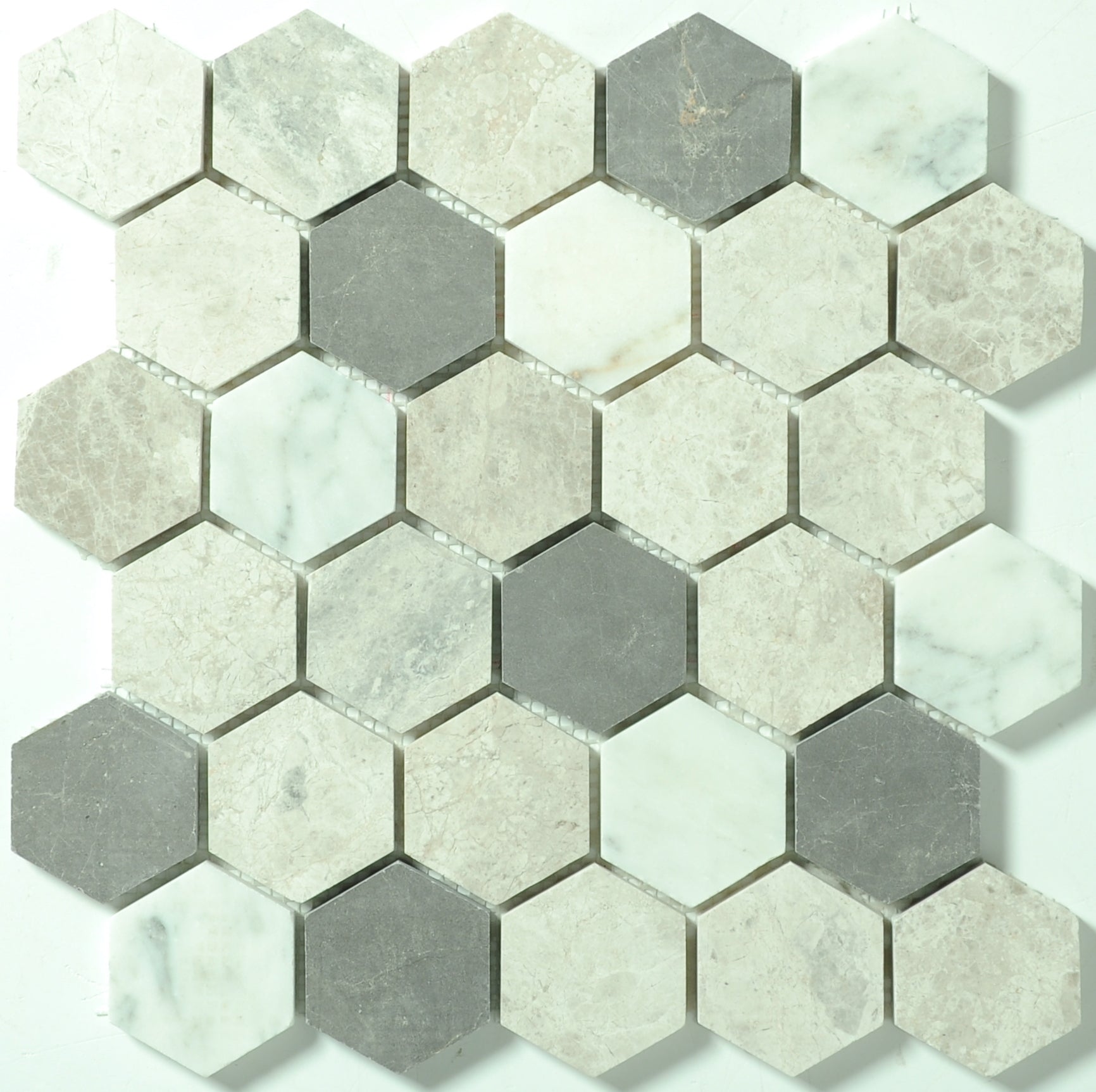Seamist 2x2 Hexagon Marble Honed Mosaic Tile