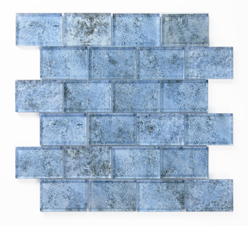 Crystal Aqua Sofia 2x3 Glass Mosaic Tile