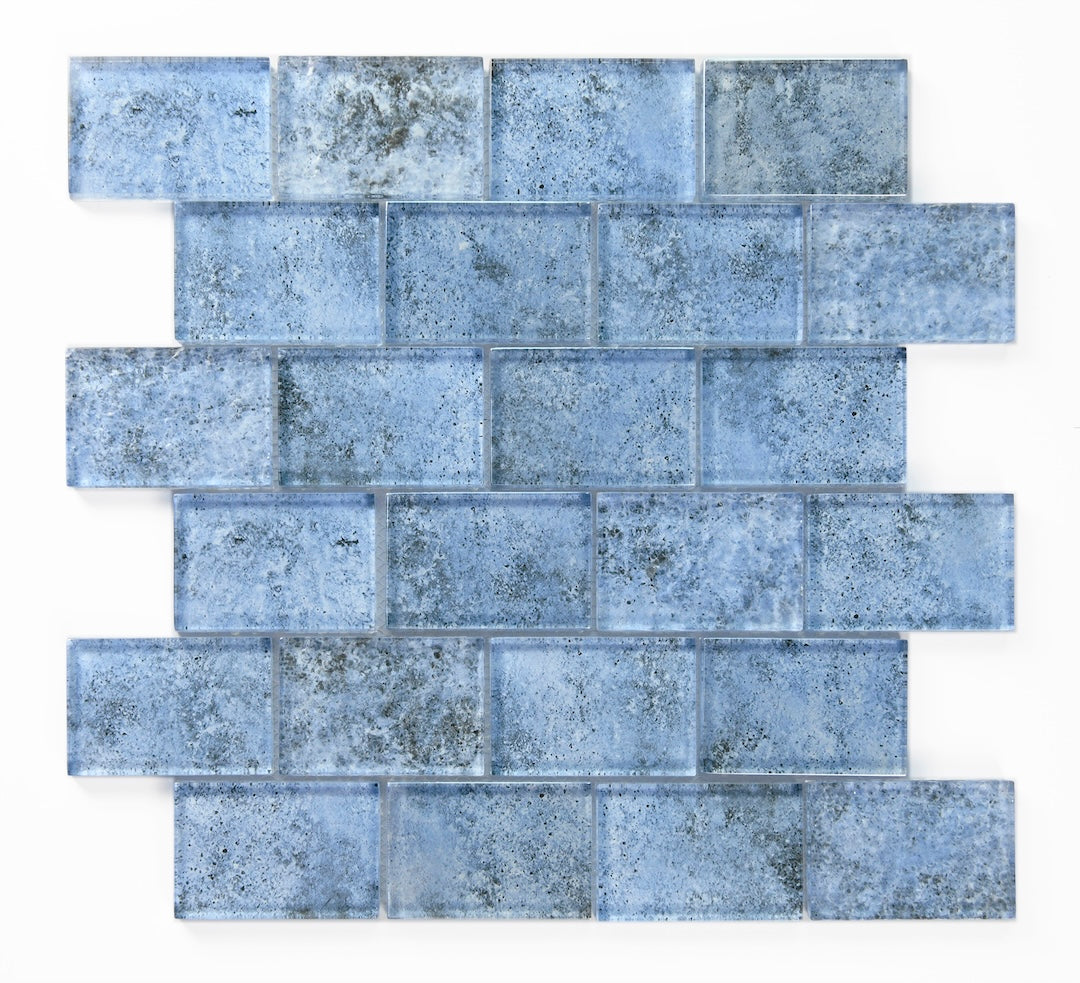 Crystal Aqua Sofia 2x3 Glass Mosaic Tile