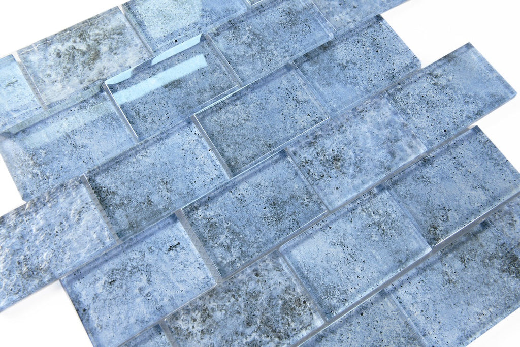 Crystal Aqua Sofia 2x3 Glass Mosaic Tile