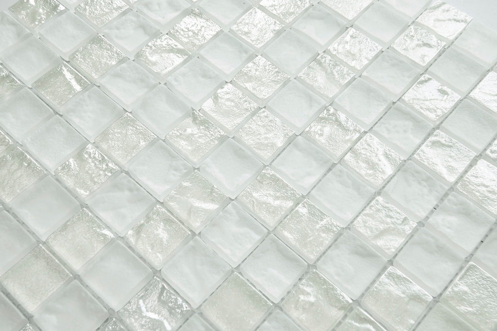 Crystal Aqua Soho White 1x1 Glass Mosaic Tile