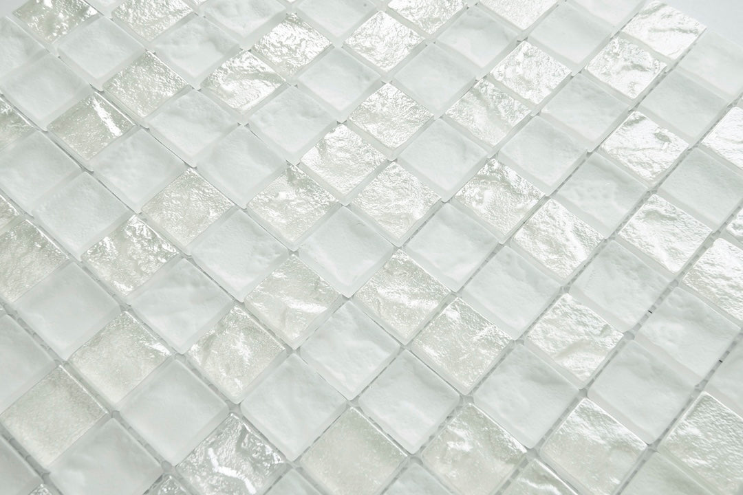 Crystal Aqua Soho White 1x1 Glass Mosaic Tile