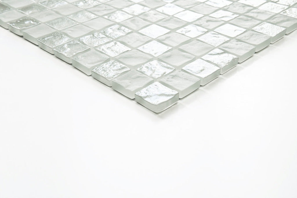 Crystal Aqua Soho White 1x1 Glass Mosaic Tile
