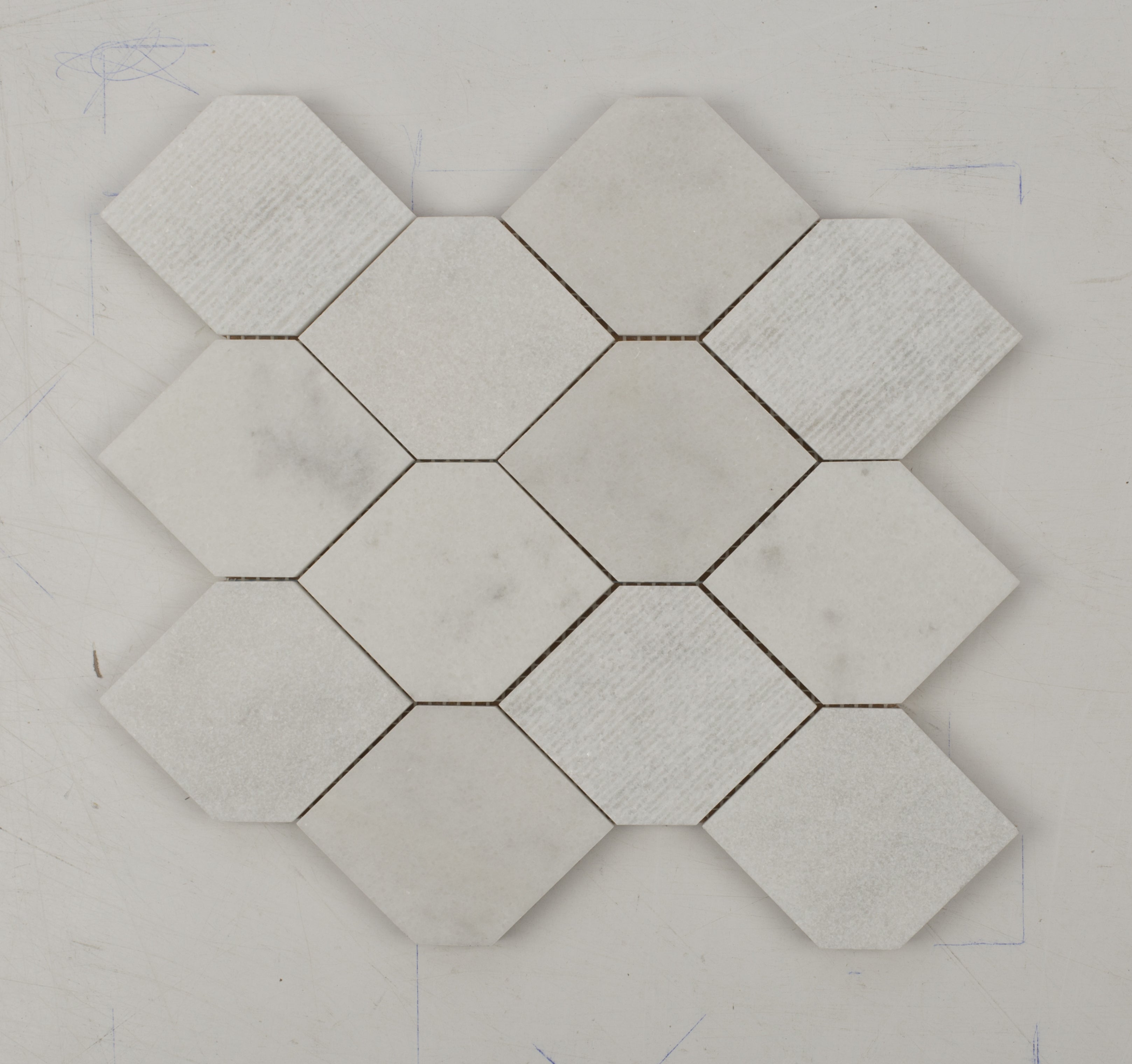 Bianco Nieve Stretch Hexagon Marble Mosaic Tile