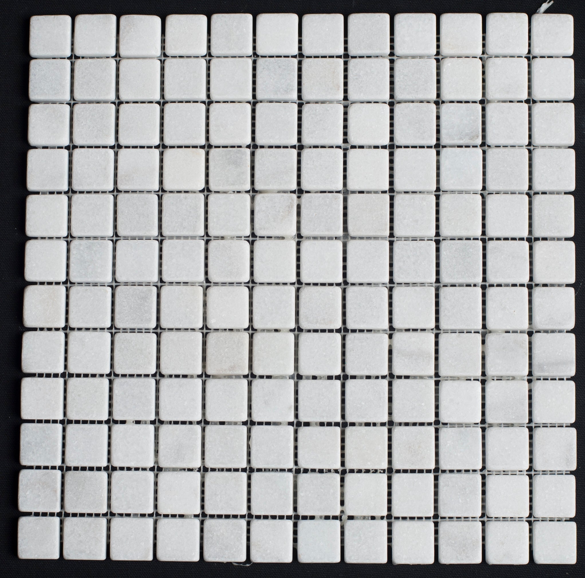 White Carrara Marble 1x1 Tumbled Mosaic Tile