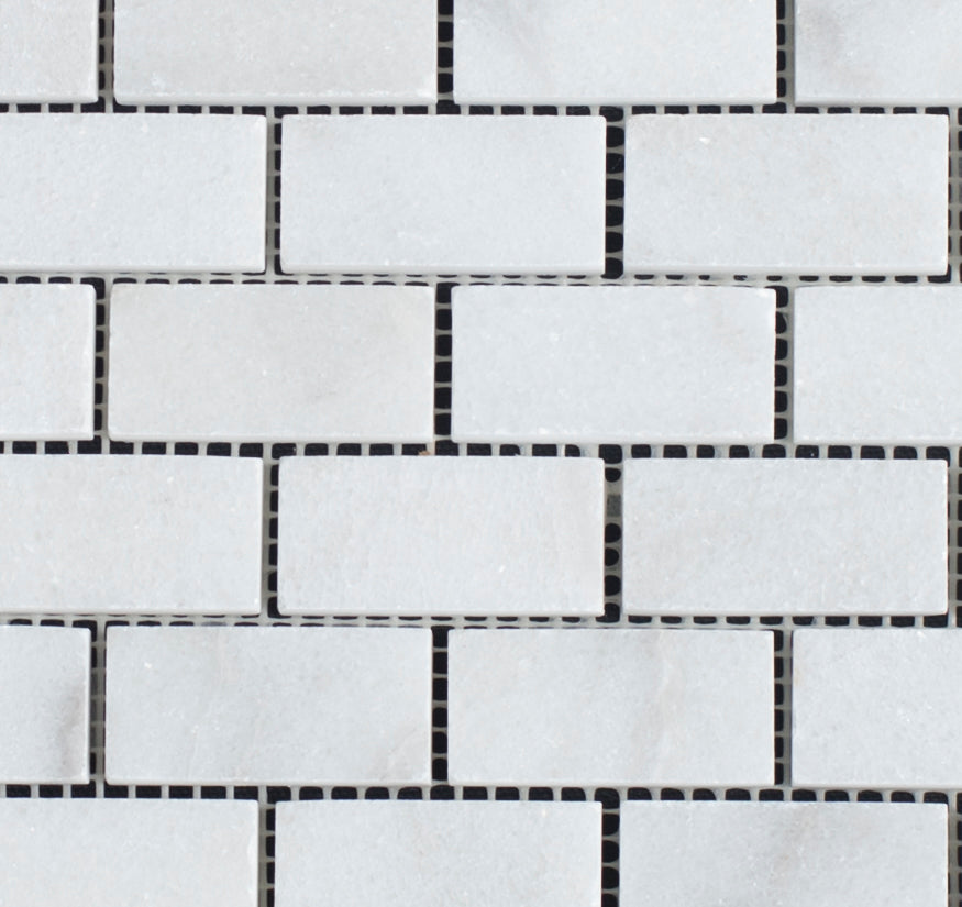 White Carrara Marble 1x2 Polished Mosaic Tile