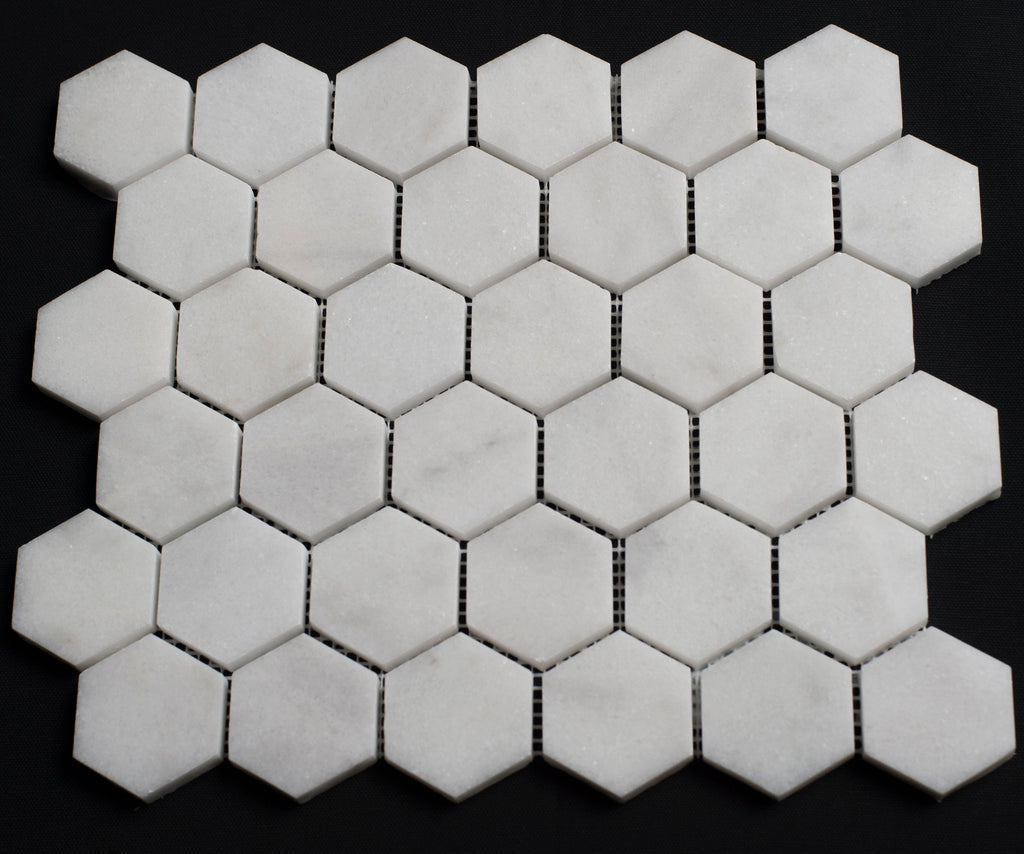 White Carrara Marble 2x2 Hexagon Polished Mosaic Tile
