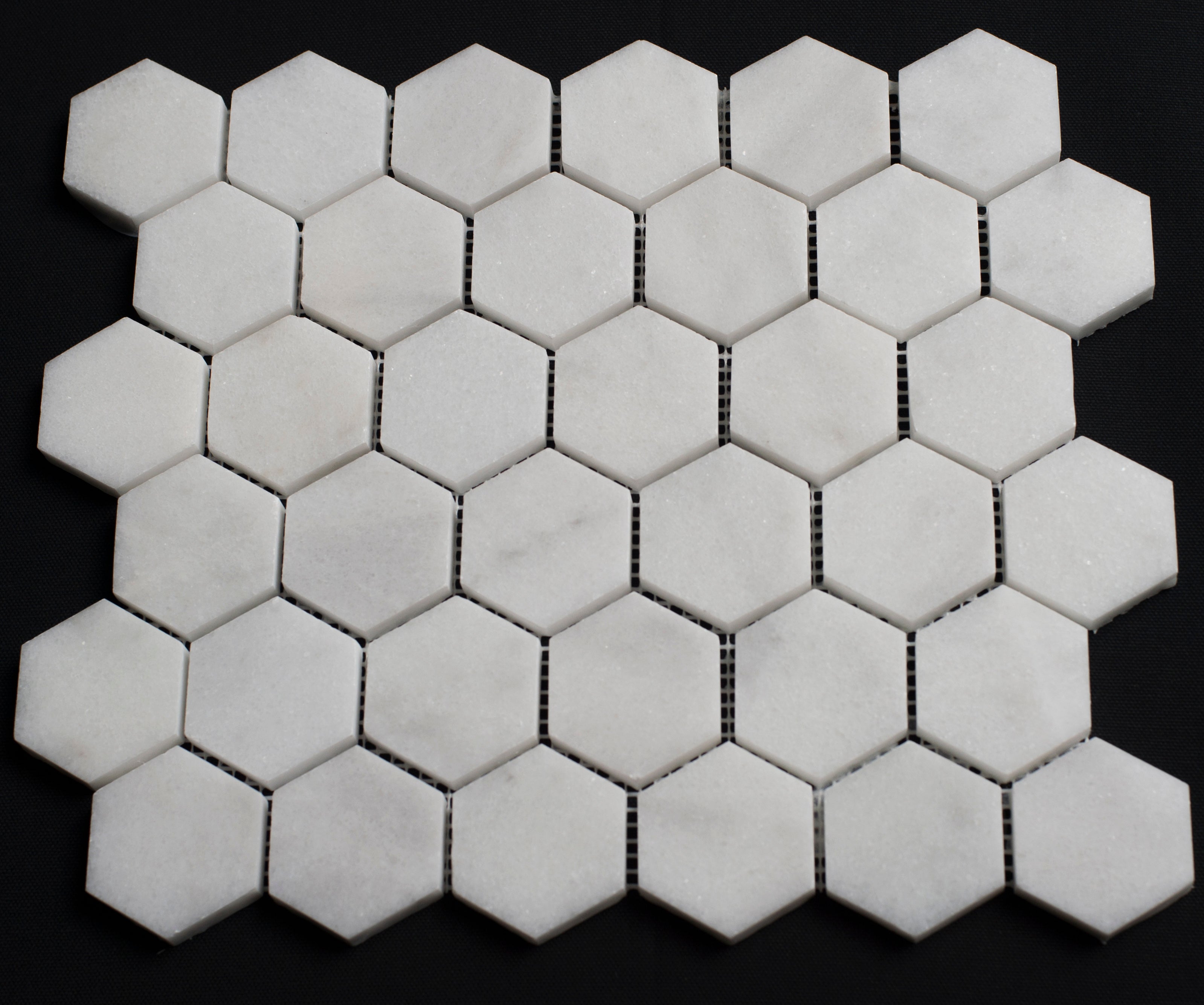 White Carrara Marble 2x2 Hexagon Polished Mosaic Tile