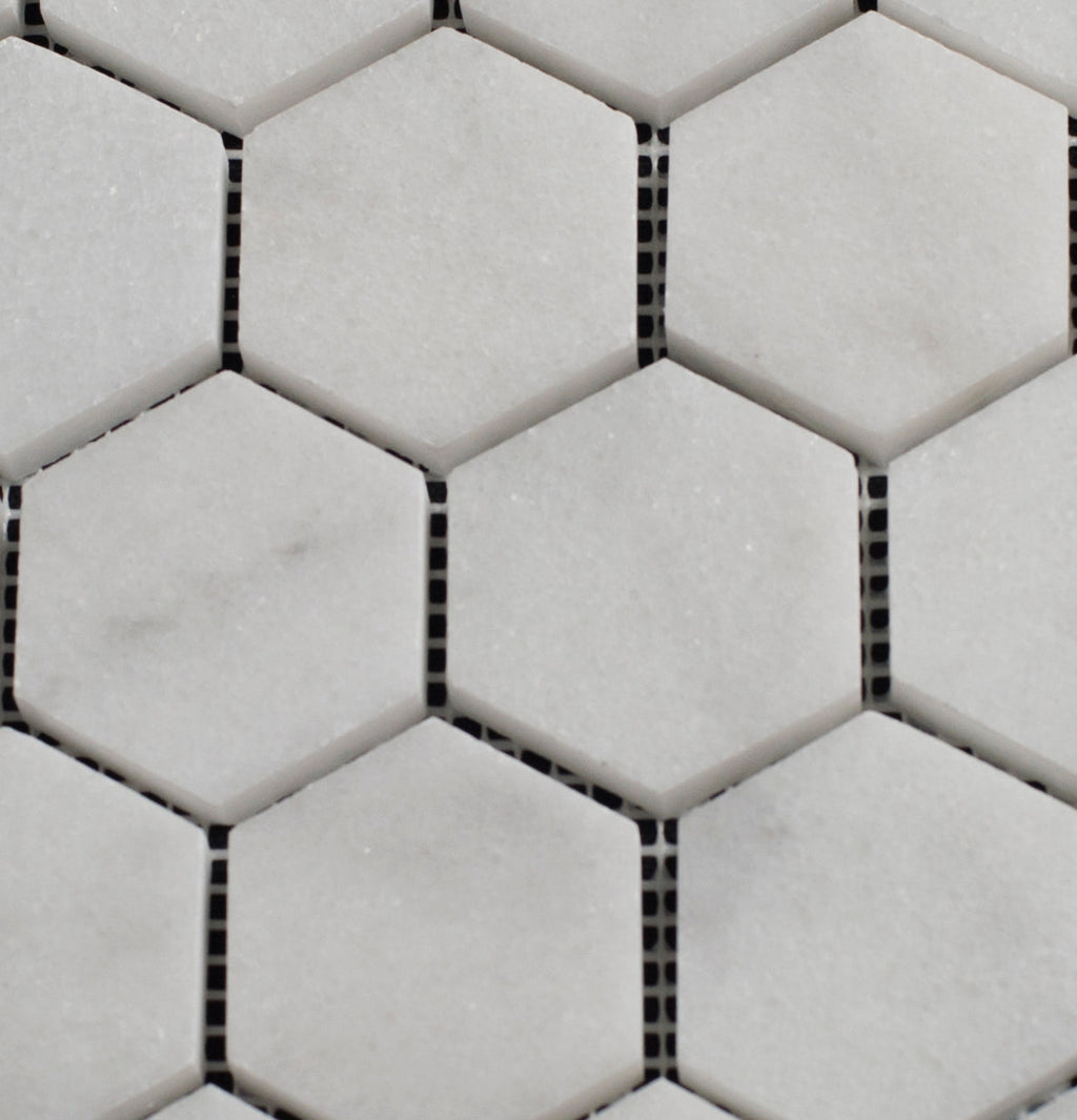 White Carrara Marble 2x2 Hexagon Polished Mosaic Tile