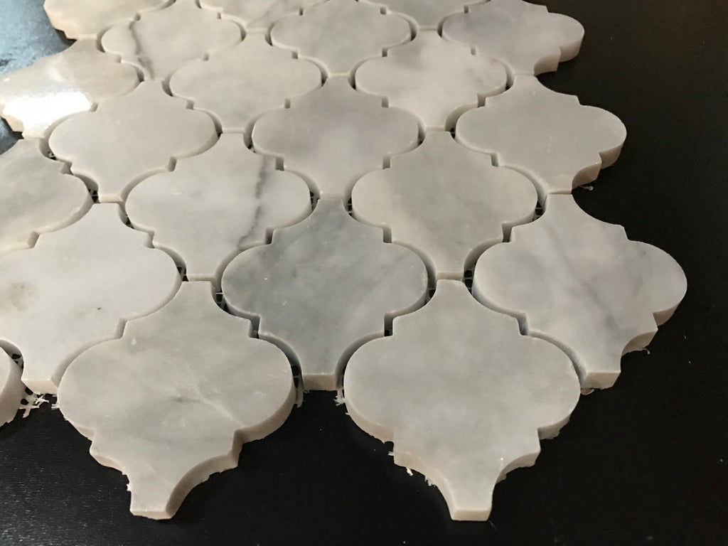 White Carrara Marble Lantern Polished Mosaic Tile