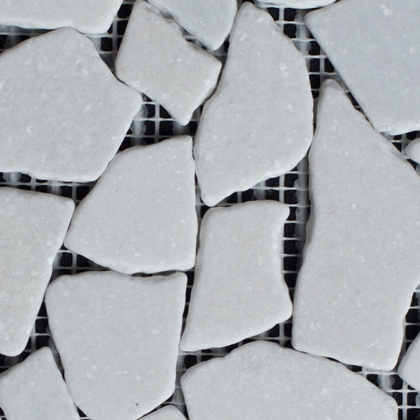 White Carrara Marble Pebbles Tumbled Mosaic Tile