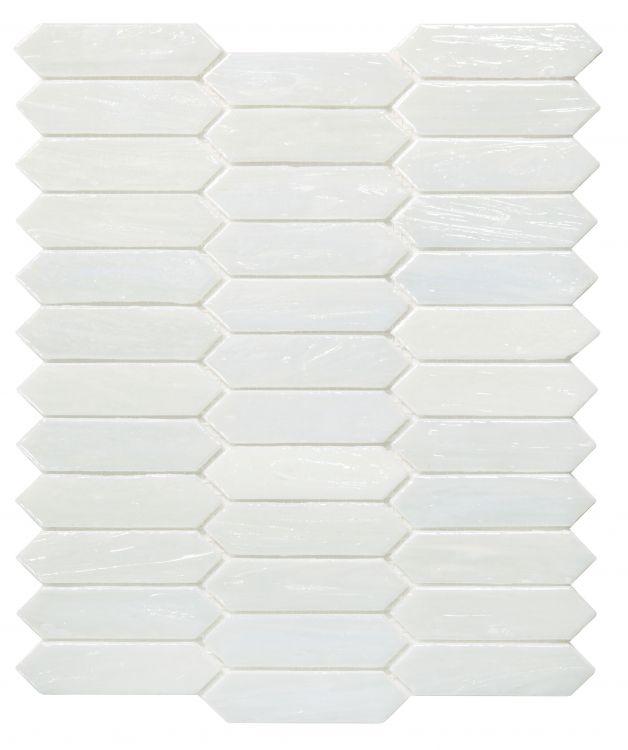 Arrow White Pearl 10.25x12 Glass Mosaic Tile.