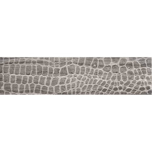 ARTISTIC ETCHED ALLIGATOR WOODEN GRAY Wooden Gray Mosaic Tile.
