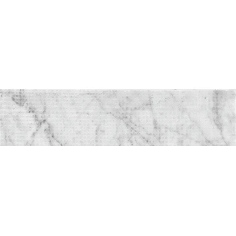Artistic Etched Dots Carrara Bianco Carrara Mosaic Tile.