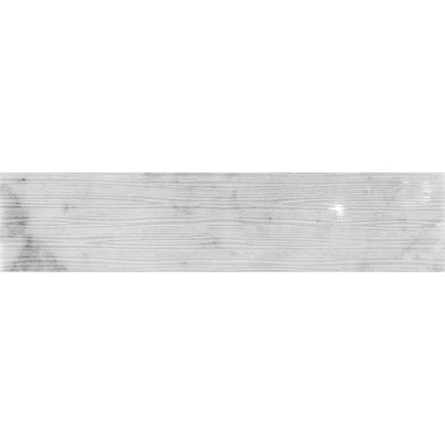 Artistic Etched Waves Bianco Carrara Porcelain Tile.