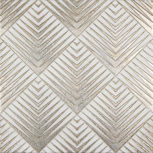 ARTISTIC RITZ GOLD ASHEN WHITE MARBLE Mosaic Tile.